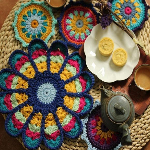 Mandala Crochet Teapot Tea cups Coasters | Handmade Teapot Mats Home Dec… - Picture 1 of 5